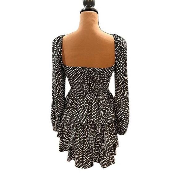 WAYF Polka Dot Print Square Neck Long Sleeve Tiered Mini Dress – Size XS – NWT - Picture 7 of 9